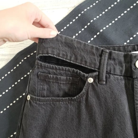 Good American| Good Boy Ripped High Waist Split Hem Jeans Black NWT Size 6/28 - Picture 5 of 7